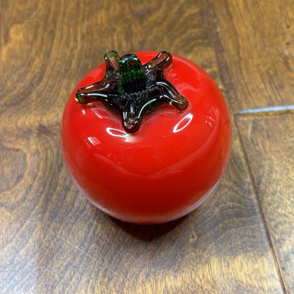 Murano style‎ glass Vegetable Fruit 3" Red Tomato hand blown paper weight decor